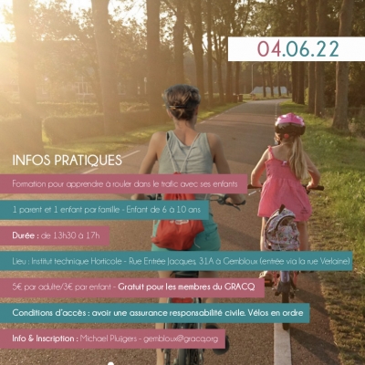 Formation GRACQ Kids - A vélo avec mon enfant - 4 JUIN 2022